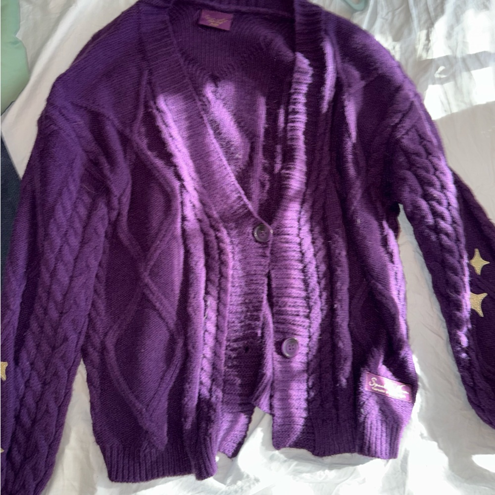 Purple Cable Knit Women's Sweater